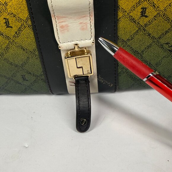 Y2K L.A.M.B. Carlisle Rasta Ombre Foldover Clutch Canvas Leather Trim - Picture 10 of 14